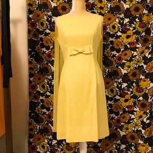 60s Vintage Cocktail dress with sheer Watteau cape